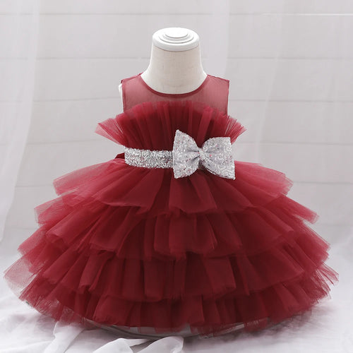 Vestido de festa infantil para aniversário de 1 ano, vestido de batismo infantil