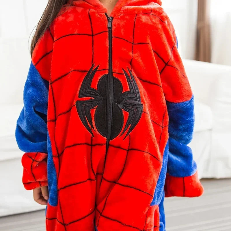 Menino menina crianças aranha pijama vermelho conjunto flanela crianças desenhos animados animais