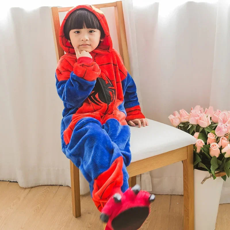 Menino menina crianças aranha pijama vermelho conjunto flanela crianças desenhos animados animais