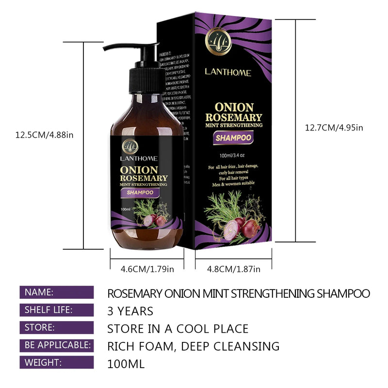 Shampoo capilar para crescimento rápido do cabelo Alecrim e Cebola Shampoo para crescimento capilar.