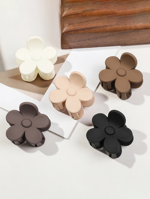 5 Pcs Small Flower Hair Claw Clips for Women Girls,Matte Rectange Jaw