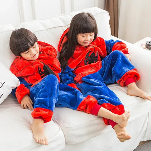 Menino menina crianças aranha pijama vermelho conjunto flanela crianças desenhos animados animais