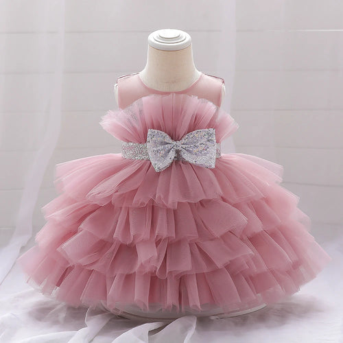 Vestido de festa infantil para aniversário de 1 ano, vestido de batismo infantil